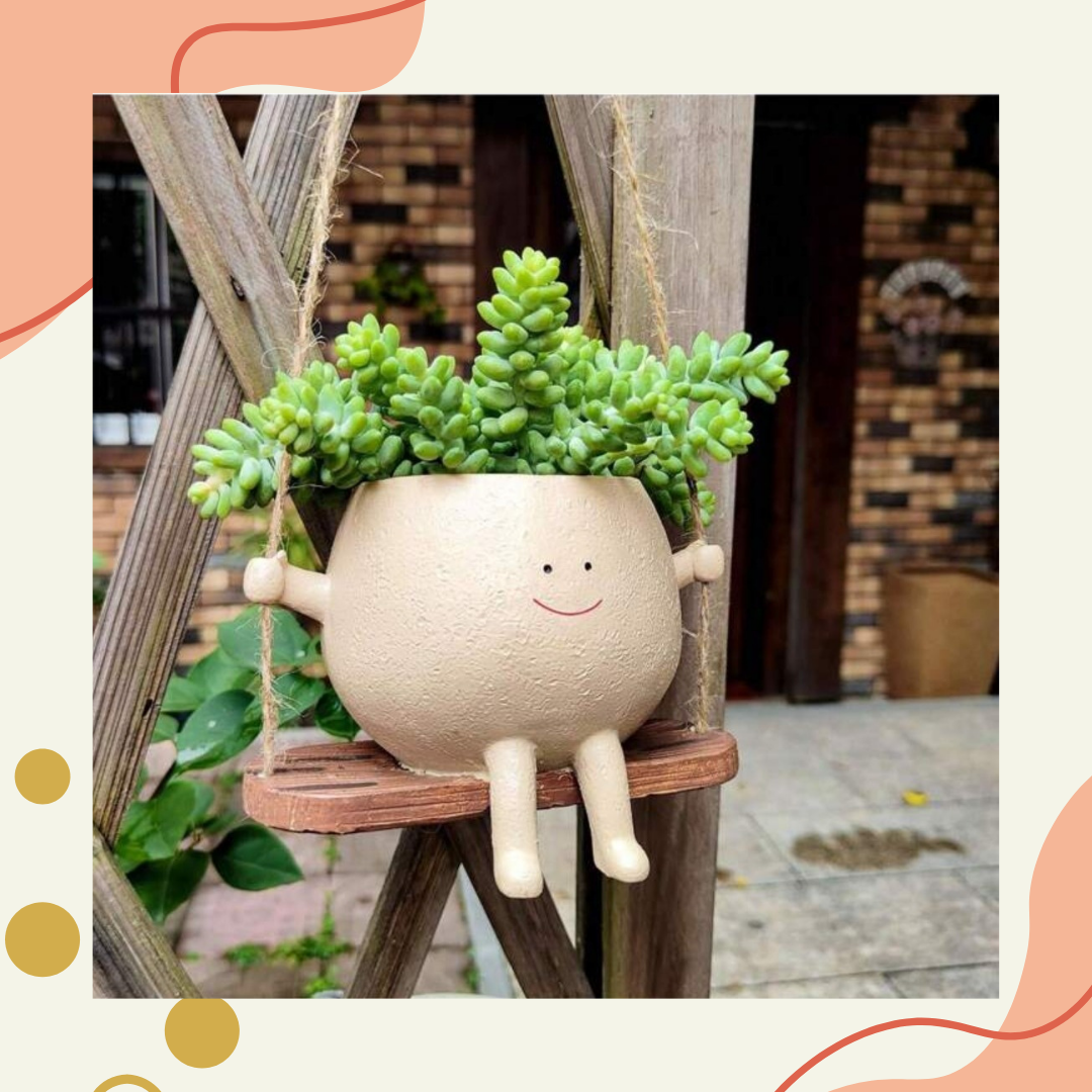 1 pc Swinging Smiley Planter