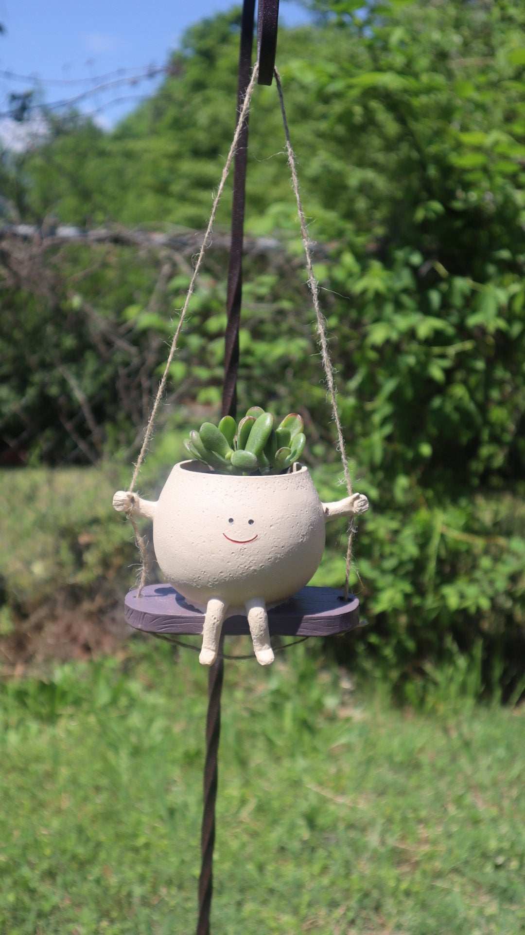 1 pc Swinging Smiley Planter